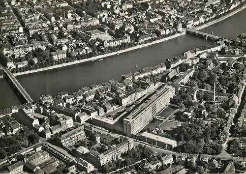 Postcard Switzerland Basel neues Burgerspital aerial