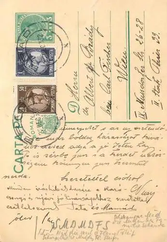 Romania postal card 1932 Wien royalty franking stamps