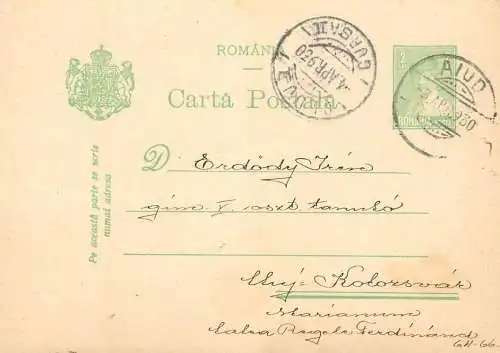 Romania postal card 1930 Oradea Cluj