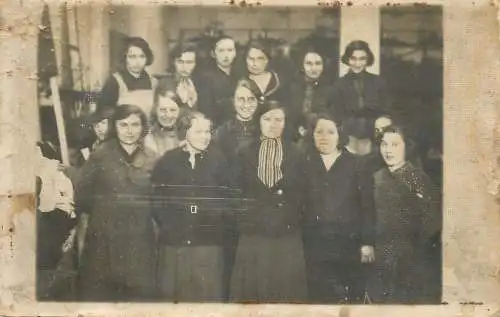 Souvenir photo postcard women workers in the factory