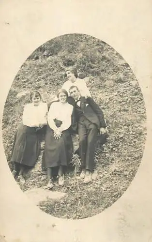 Souvenir photo postcard family group photo in nature 1916
