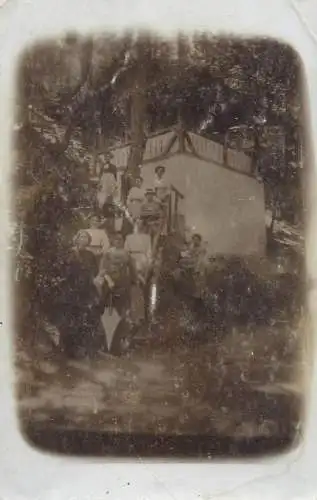 Souvenir photo postcard outdoor scene elegant people in nature