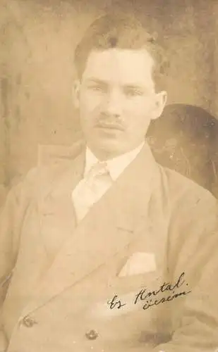 Souvenir photo postcard elegant man tie haircut