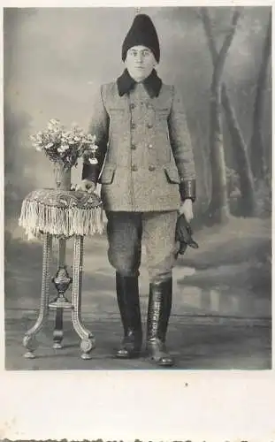Souvenir photo postcard elegant man traditional costume 1943