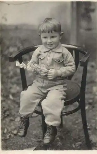 Souvenir photo postcard elegant boy Romania Hunedoara