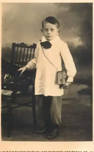 Souvenir photo postcard elegant boy 1936 kindergarden