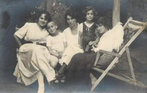 Social history souvenir photo postcard 1920 mother and children