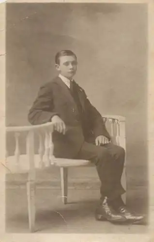 Social history souvenir photo postcard elegant man haircut
