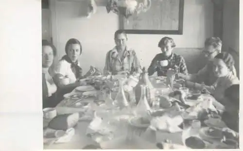 Social history souvenir photo postcard 1936 dinner party