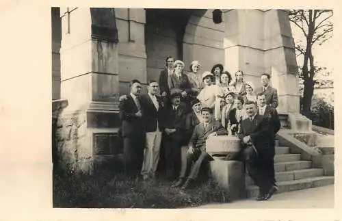 Social history souvenir photo postcard elegant group photo