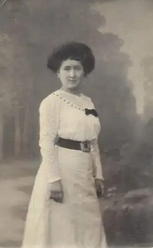 Social history souvenir photo postcard lady dress coiffure