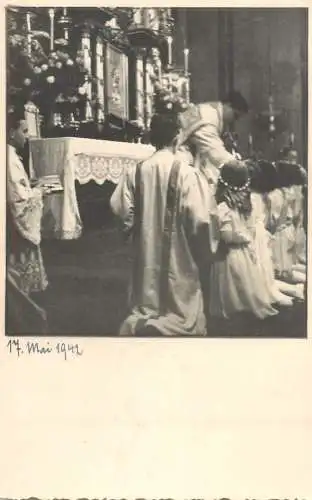 Social history souvenir photo postcard 1942 children first communion church