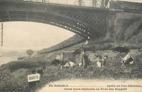 En Ballade à .............. après un bon déjeuner, humour cpa