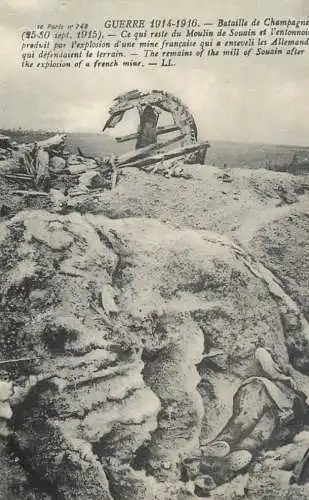Guerre 1914/1916 bataille de champagne ce qui reste du moulin de Souain