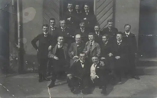 Social history souvenir photo postcard Wehmar school class group photo moustache