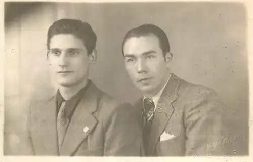 Social history souvenir photo postcard elegant young men