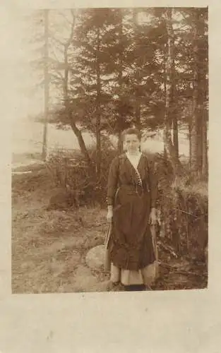 Social history souvenir real photo elegant lady in nature