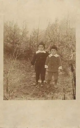 Social history souvenir real photo elegant children hat nature