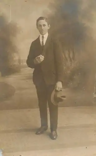 Social history souvenir real photo elegant man hat