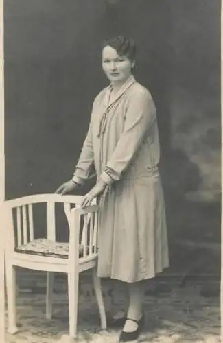 Social history souvenir real photo elegant woman coiffure chair
