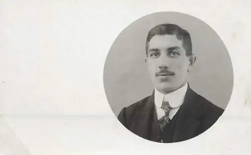 Social history souvenir real photo elegant man haircut moustache