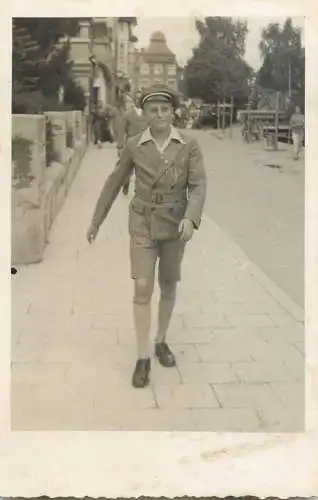 Social history souvenir real photo boy uniform student hat