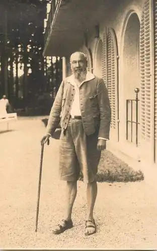 Social history souvenir real photo elder man beard cane 1929