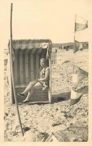 Social history souvenir real photo 1932 bathing stand beach swimsuit