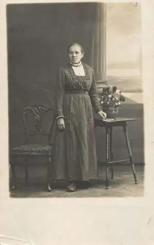 Social history souvenir real photo elegant lady in house