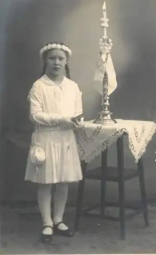 Social history souvenir real photo first communion candle religion