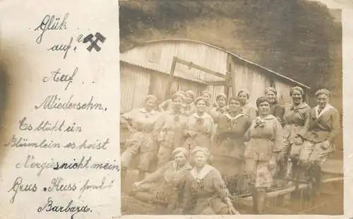 Social history souvenir real photo woman workers miners group photo Barbara