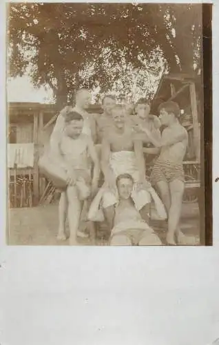 Social history souvenir real photo men pool party