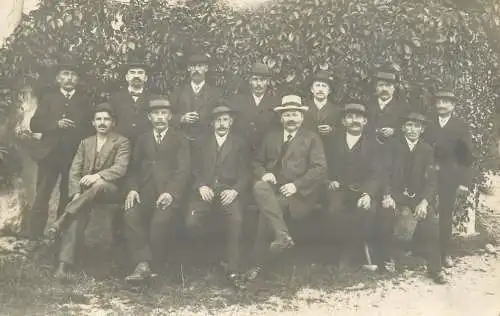 Social history souvenir real photo elegant men moustache hat