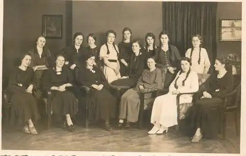 Social history souvenir real photo elegant ladies coiffure dress