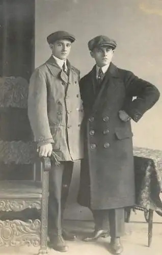 Social history souvenir real photo elegant young men hats