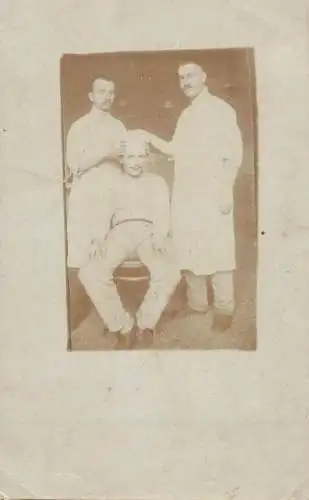 Social history souvenir vintage photo postcard 1915 barber shop