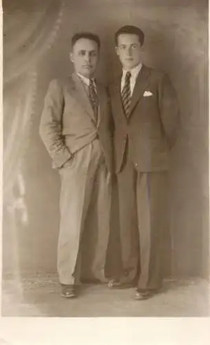 Social history souvenir vintage photo postcard elegant men