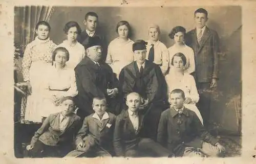 Social history souvenir vintage photo postcard group photo Gherla Romania