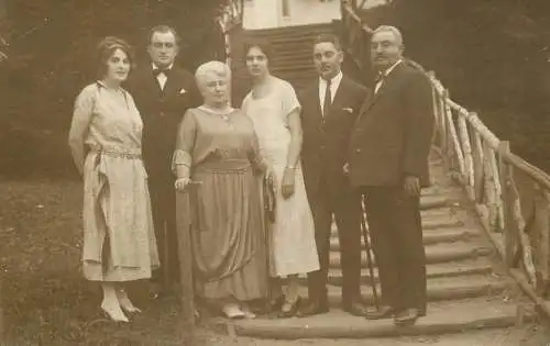Social history souvenir vintage photo postcard elegance group photo