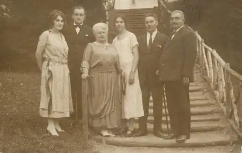 Social history souvenir vintage photo postcard elegance group photo