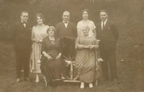 Social history souvenir vintage photo postcard elegance group photo