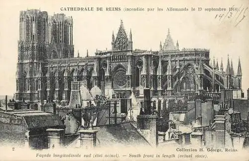 CPA France Reims cathedrale after the fire 1914
