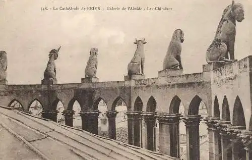 CPA France Reims cathedrale les chimeres