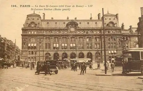 CPA France Paris St. Lazare station tram
