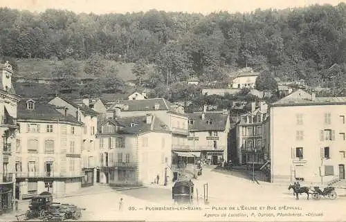 CPA France Plombieres les Bains place de l' eglise et rue d' Epinal