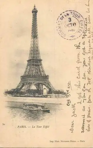CPA France Paris Tour Eiffel cruise ship