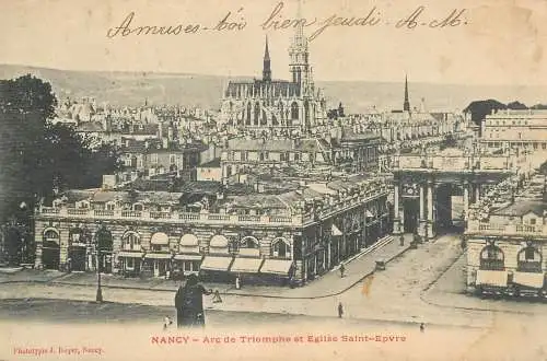CPA France Nancy Arc de Triomphe et eglise Saint Epvre