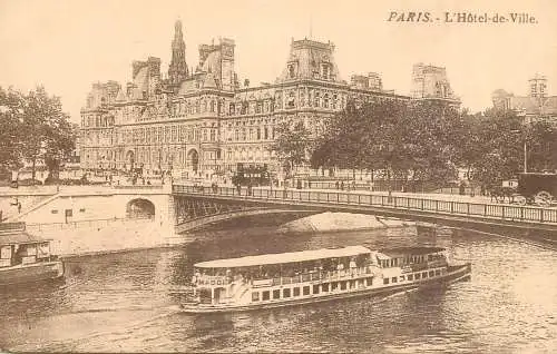 CPA France Paris l' Hotel de ville cruise boat