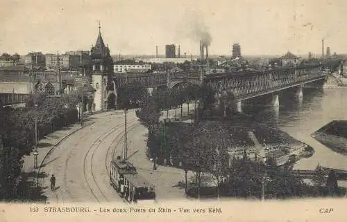 CPA France Strasbourg two bridges tram