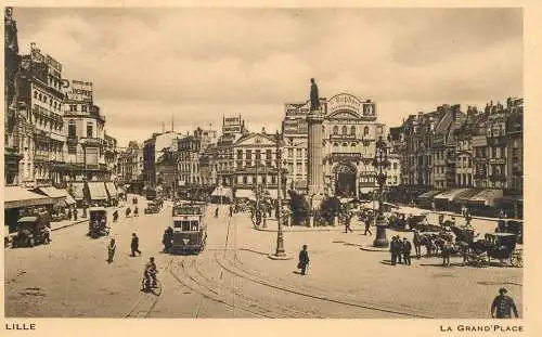 CPA France Lille la grand place tram